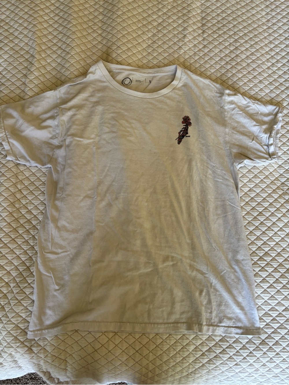 Neff White Short Sleeve Tee with Small Red Chest Graphic